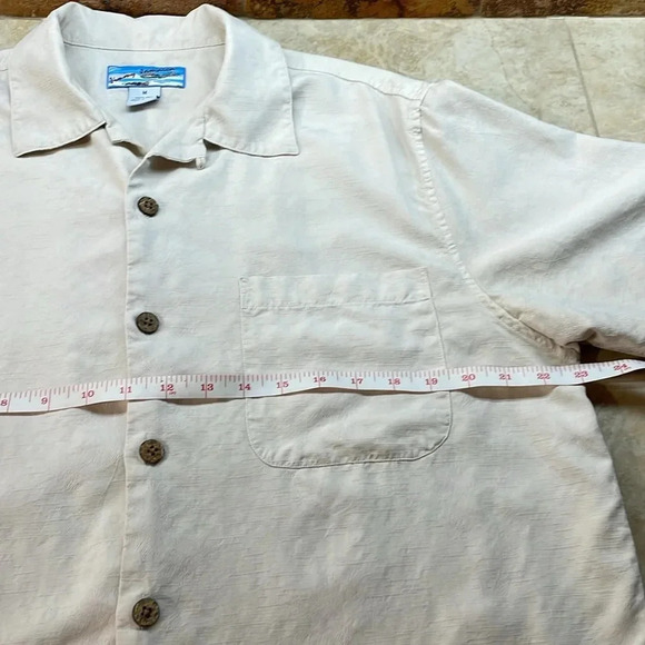 Jimmy Jamaica Men’s 100% Silk Shirt Short Sleeve Button Up Cream Size M - Picture 8 of 10